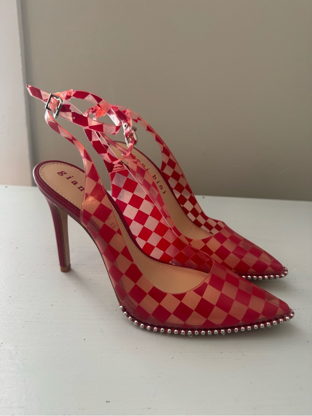 Gianni nini Red Patterned Ankle-Strap Heels - Picture 3 of 8